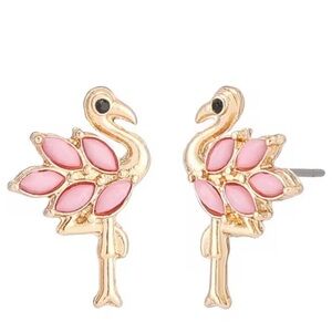 Betsey Johnson  Backyard Flamingo Novelty Stud Earrings